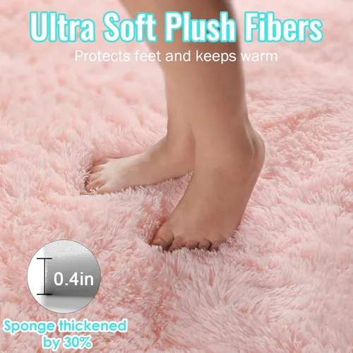 Miniatura 6 de PAGISOFE Alfombras redondas rosas de 5 pies, alfombras circulares para dormitorio de niñas, alfombras esponjosas para habitación de niñas, alfombra