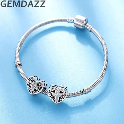 Miniatura 3 de GEMDAZZ Dijes de plata de ley 925 con dije de la serie religiosa Yin Yang, cuentas de dados cruzados para hombres y mujeres, pulsera de regalo