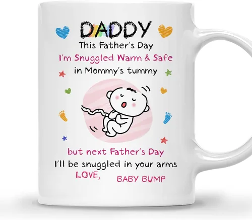 Miniatura 17 de Gossby Baby Bump - Taza de café personalizada para el primer día del padre para el futuro padre, marido de parte de la esposa, mensaje desde