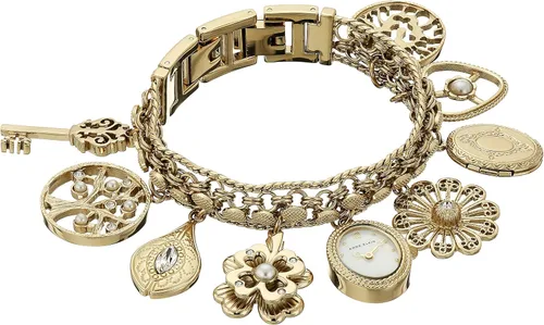 Anne Klein Reloj de pulsera con dije acentuado de cristal prémium para mujer