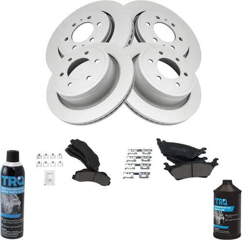 Miniatura 2 de TRQ Kit de pastillas de freno delanteras y traseras y rotores Kit de productos químicos para frenos Pastillas de freno Rotor de freno Cerámica