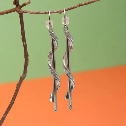 Miniatura 5 de Charmsy - Aretes colgantes de plata de ley 925 con nudo infinito para mujer