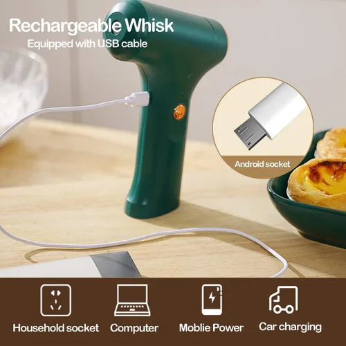 Miniatura 6 de Electric Hand Whisk, USB Rechargeable, Wireless Portable Egg Beater with 2 Detachable Whisks with 3 Speed Modes for Eggs/Milkshake Cream/Butter/Baby