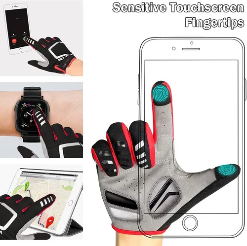 Miniatura 4 de NICEWIN Cycling Bike Gloves Men Women, Padded Anti-Slip Mountain Bike Gloves, Touch Screen Full Finger Road Bicycle Biking Gloves