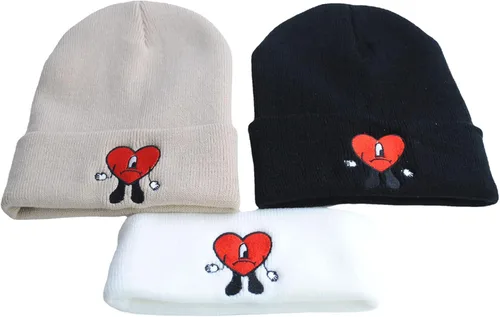 Miniatura 2 de gogoherhome Bad Hat - Gorro de punto de conejito con bordado, gorra de reggae y rapero, trajes de concierto, sombrero de hip hop