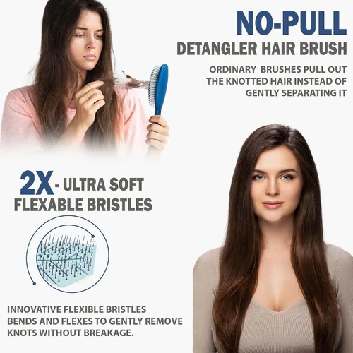 Miniatura 4 de Fiora Naturals Cepillo desenredante para el cabello para mujer, cepillo desenredante con cerdas suaves flexibles, se desliza suavemente a través