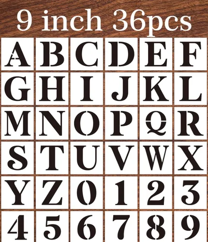 Miniatura 13 de Plantillas de letras de 5 pulgadas para pintar sobre madera, 36 plantillas de letras del alfabeto, plantillas para letreros de pared de madera