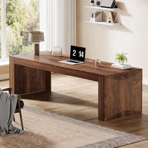Miniatura 8 de Tribesigns 79-Inch Extra Long Desk, Two Person Double Desk for Home Office, Wooden Long Computer Desk Writing Table for Office, Coffee Brown