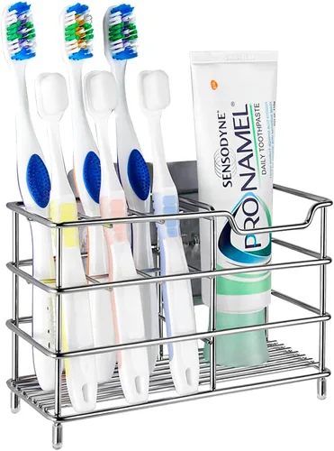 Miniatura 7 de Linkidea Soporte de pared para cepillo de dientes para baño, soporte de acero inoxidable para cepillo de dientes eléctrico, pasta de dientes