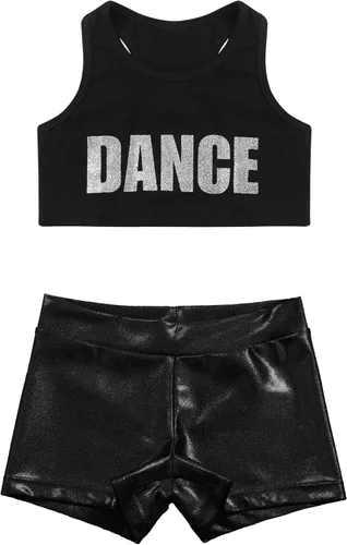 Miniatura 3 de inhzoy Conjunto deportivo deportivo de 2 piezas camiseta corta de gimnasia para niñas y niñas conjunto deportivo activo de leotardo bailarín