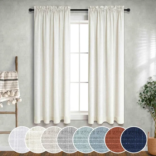 Miniatura 84 de Cortinas blancas puras de 38 pulgadas de ancho para dormitorio, juego de 2 paneles de cortinas de privacidad con bolsillo para barra, cortinas
