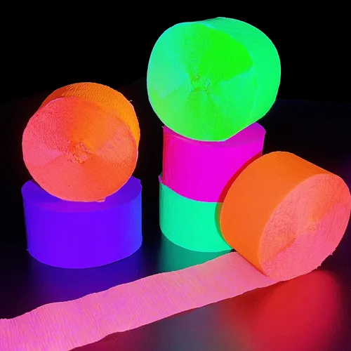 Miniatura 2 de Decoraciones de serpentinas de neón brillantes para fiestas de 400 pies, serpentinas de papel crepé brillante, serpentinas de papel neón