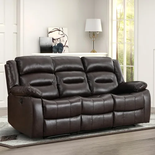 Miniatura 15 de EBELLO Sofá Reclinable Eléctrico de Piel Sintética para Dos Personas, Juego de Sofá Reclinable de 3 Asientos, Juego de Sillón Sofá Reclinable Marrón