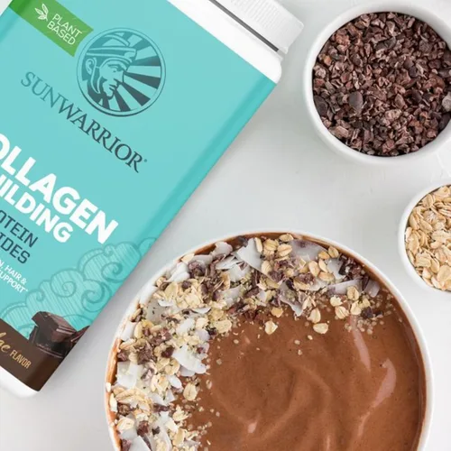 Miniatura 6 de Polvo de proteína de colágeno vegano para mujeres, polvo de colágeno a base de plantas de sílice sabor chocolate, vitaminas para el cabello, la piel