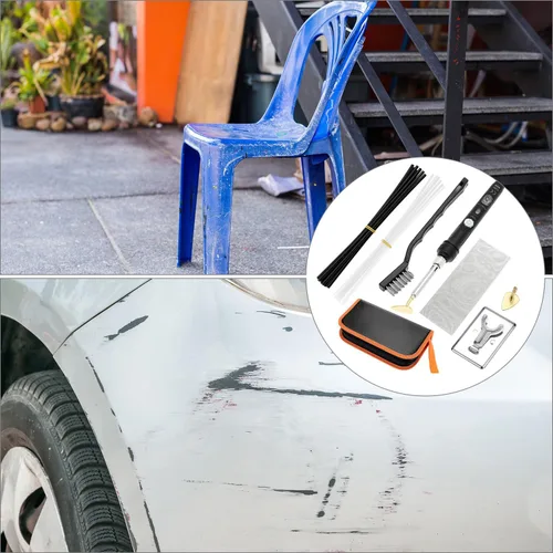 Miniatura 8 de QWORK Kit de soldadura de plástico para reparación de superficies - 80W, 110V, temperatura ajustable 392.0-896.0 °F con juego completo