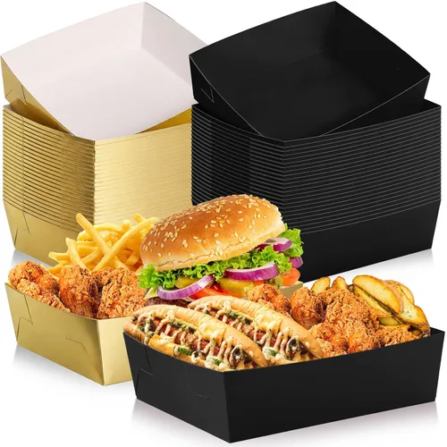 Miniatura 27 de Uiifan 50 bandejas de papel extra grandes de 5 libras desechables para alimentos, barco, nachos, bandejas para servir aperitivos, resistentes a