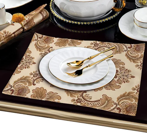Miniatura 2 de Modern luxury flores de damasco, tela de Jacquard Cuadro camino de mesa y bufandas con múltiples borlas