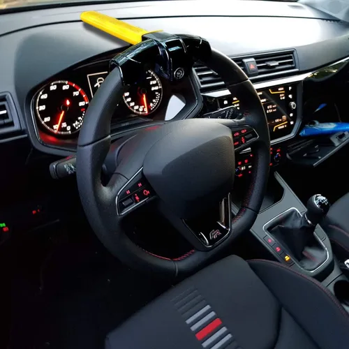 Miniatura 2 de VaygWay Cerradura universal para volante de automóvil, llave de cilindro antirrobo de bloqueo de rueda para automóvil, rotativo antirrobo
