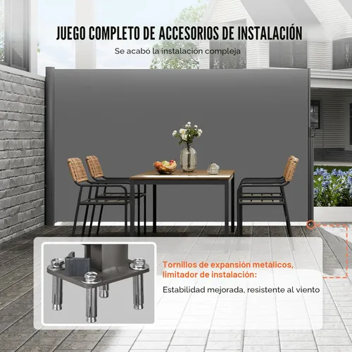 Miniatura 4 de VEVOR Toldo lateral retráctil, UV 50 63 x 118 pulgadas, pantalla de privacidad para exteriores, pantalla de privacidad para exteriores, 9.88 oz