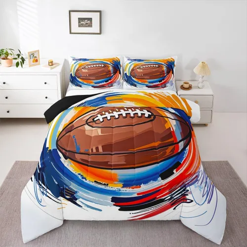 Miniatura 30 de Erosebridal - Juego de edredón completo de baloncesto para niños, juego de ropa de cama deportiva, edredón para atletas de baloncesto, conjuntos