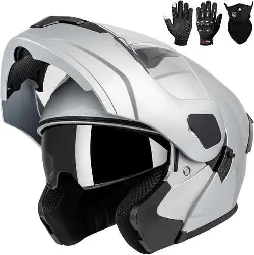 Miniatura 23 de Casco modular para motocicleta de adultos, con doble visera abatible, cara completa, aprobado por DOT para hombres, mujeres, moto, ATV, UTV, moto