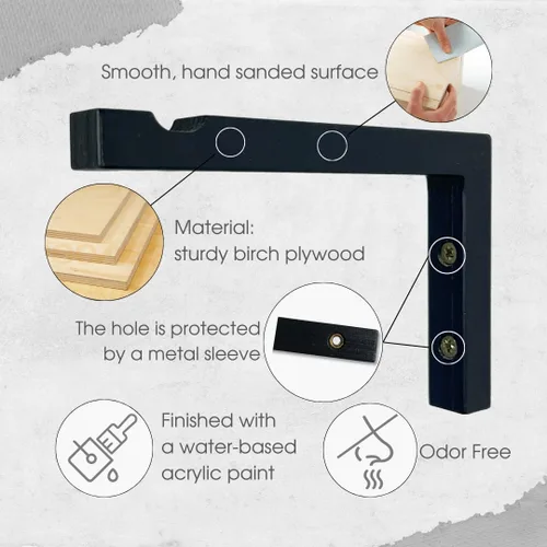 Miniatura 4 de EvenWood Juego de 2 ganchos para plantas de pared de 6 pulgadas, gancho de madera montado en forma de L, soporte para interiores y exteriores