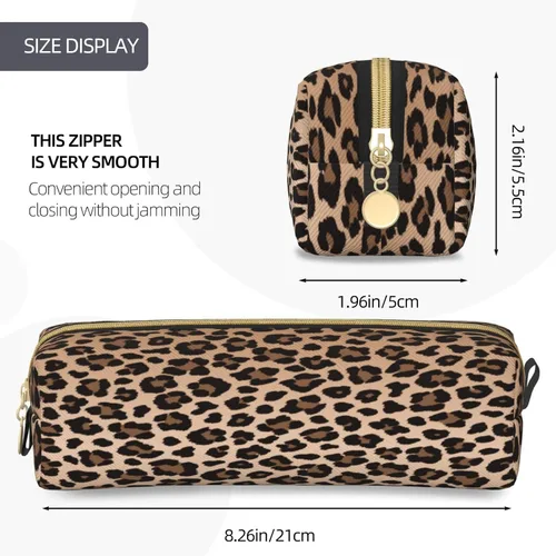 Miniatura 5 de IMPCOKRU Bolsa pequeña para lápices de estudio, bolsa para llaves, leopardo marrón, estuche de almacenamiento de papelería para escuela, oficina