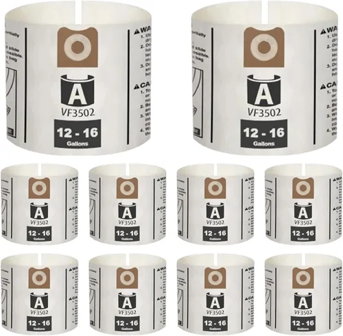 Miniatura 14 de Paquete de 5 VF3502 de repuesto para bolsas rígidas para aspiradora tamaño A, compatibles con aspiradoras RIDGID de 12 a 16 galones, bolsas