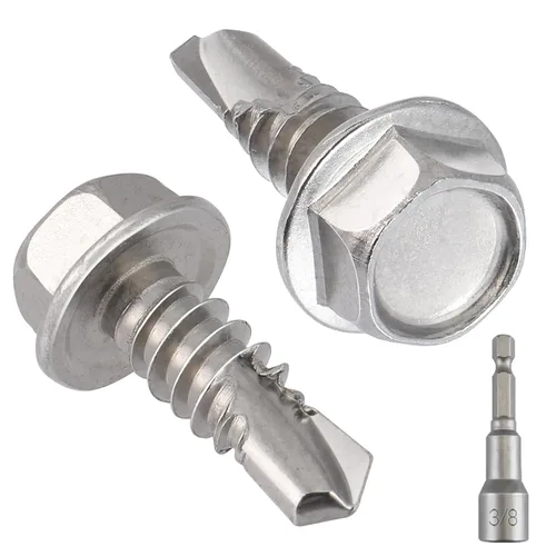 Miniatura 14 de VGBUY 170 tornillos autoperforantes para metal, tornillos autorroscantes de chapa metálica de acero inoxidable 410 #10 x 3/4 pulgadas, tornillos