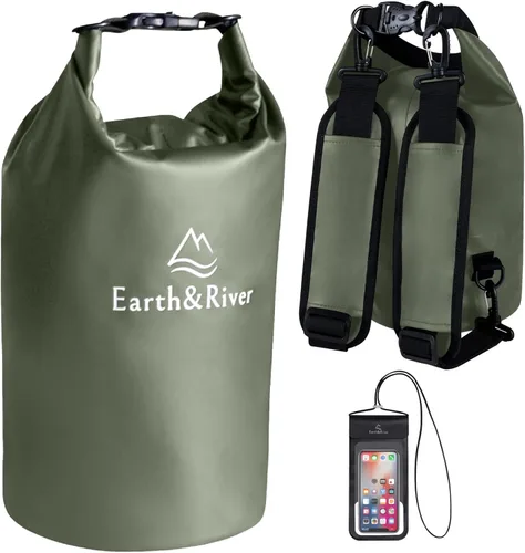 EARTH&RIVER Mochila seca impermeable de alta calidad, extra gruesa, protección para todas las actividades acuáticas y campamentos, bolsa seca ligera