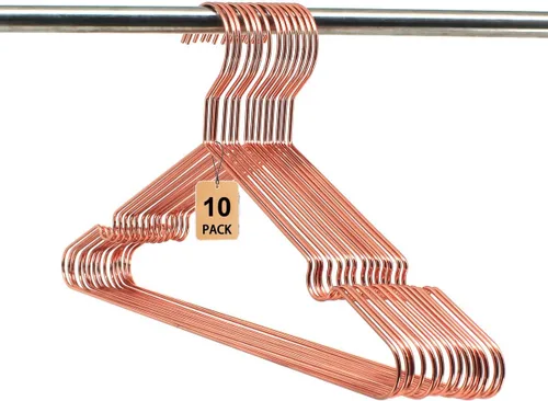 Miniatura 10 de Perchas de alambre de metal de oro rosa para adultos, perchas de metal de 16.5 pulgadas para perchas fuertes, paquete de 60 unidades que ahorran