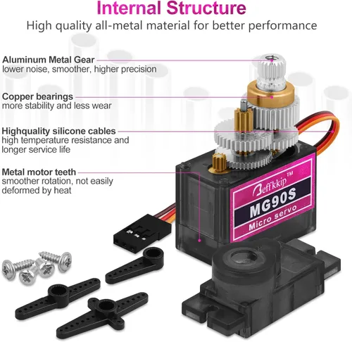 Miniatura 2 de 8PCS MG90S 0.32 oz Micro Servo Motor Metal Gear para RC Robot Car Avión Helicóptero Mini Servos para Arduino Project