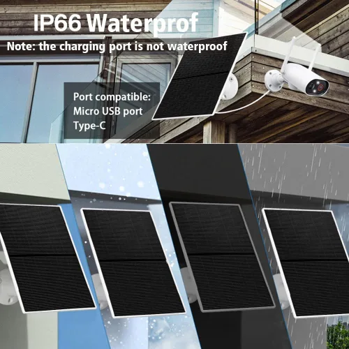 Miniatura 7 de Cargador de panel solar para cámaras de seguridad al aire libre, 10 W, CC 5 V, compatible con cámaras de batería recargable micro USB y tipo C