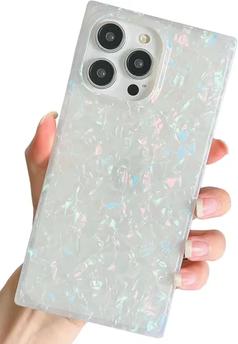 Miniatura 43 de Elegante concha de madre perla compatible con iPhone 13 Pro de 6.1 pulgadas, estuche de borde rectangular, elegante y delgado, con perla de abulón
