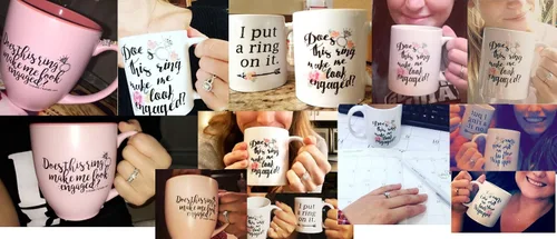Miniatura 3 de Oh, Susannah, juego de tazas de compromiso con las leyendas "Does this ring make me look engaged?" y "I put a ring on it", dos tazas de 11 onzas