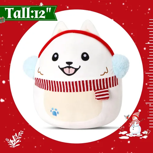 Miniatura 5 de Almohada de felpa para perro samoyedo de Navidad 2026, lindos peluches de cachorros, juguete de regalo de Navidad para niños y niñas, decoración