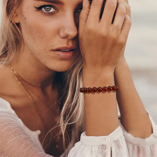 Miniatura 16 de Pulsera de cristal curativo para mujer de 0.315 in, pulsera de cuentas de cristal natural ajustable hecha a mano, joyería curativa, regalo