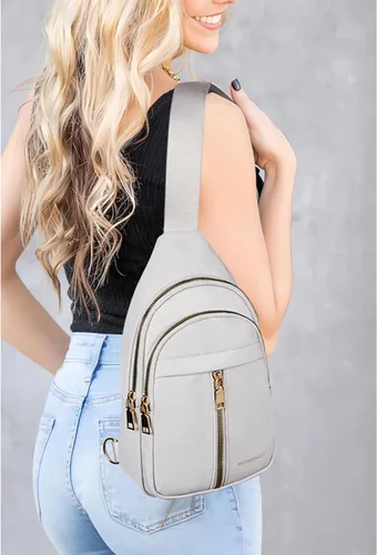Miniatura 2 de WESTBRONCO Riñonera pequeña de nailon para mujer, ligera, de gran capacidad, Gris claro
