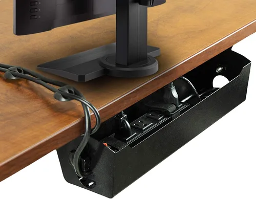 Miniatura 8 de Bandeja de organización de cables debajo del escritorio de 15 pulgadas – Cesta de cables debajo del escritorio con soportes de clip para cables