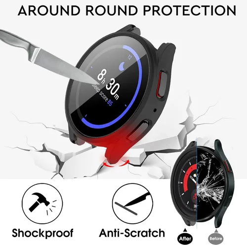 Miniatura 3 de Paquete de 12+4 Fundas para Samsung Galaxy Watch FE/5/4 de 40 mm con Protector de Pantalla de Vidrio Templado, Funda Protectora Resistente a