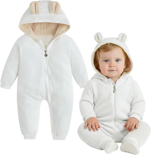 Miniatura 87 de Simplee Kids Enterizo con diseño de conejo de Pascua con capucha, para bebé, overol con cremallera y orejas largas