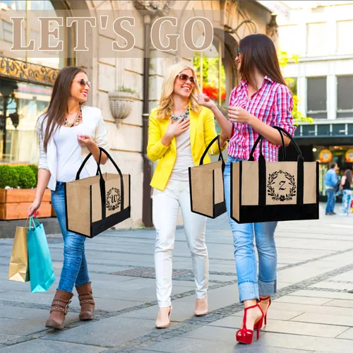 Miniatura 66 de Bolsa de mano personalizada de yute para mujeres, regalos para el día de la madre, regalo de Navidad de cumpleaños para mujeres y amigas