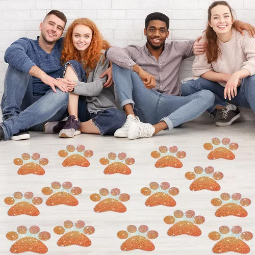 Miniatura 19 de ReliThick 30 Piezas Calcomanías de Suelo con Huellas de Patas 7.5" Huellas de Patas Grandes Adhesivo de Pared Autoadhesivo Calcomanía de Suelo