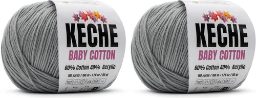 Miniatura 103 de Keche Hilo de algodón, 60% algodón, 40% hilo acrílico, hilo de algodón suave para crochet y tejer, hilo amigurumi, 1 madeja/bola, 1.76 onzas (50g)
