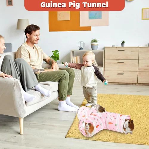 Miniatura 4 de YUEPET Túneles y tubos plegables de conejillo de indias de 5.9 pulgadas, túnel de juego de 3 vías para mascotas, escondite de animales pequeños