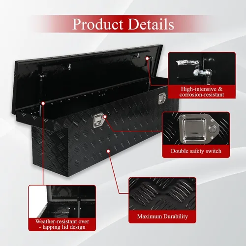Miniatura 6 de Caja de herramientas de aluminio de 60 pulgadas para camión, caja de pecho de remolque, organizador de almacenamiento bajo la carrocería