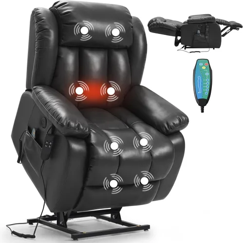 Miniatura 12 de PARKOL Silla reclinable eléctrica para ancianos y personas mayores, sillón reclinable eléctrico de cuero transpirable con masaje por vibración