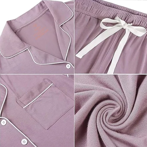 Miniatura 5 de Pijama con botones para mujer, de manga larga, suave, para descansar, tallas XS-XXL