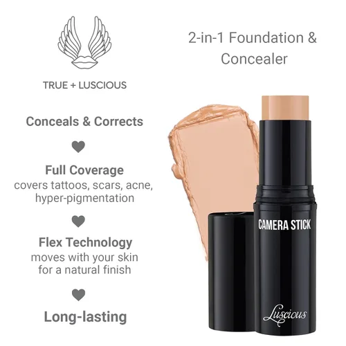 Miniatura 4 de True + Luscious Base para cámara Crema de cobertura completa para una piel impecable con aerógrafo Fórmula hidratante no comedogénica Vegano