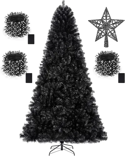 Miniatura 14 de KTKDE - Árbol de Navidad artificial premium de 1.8 m con 1005 puntas de ramas, 1 pieza, estrella en la parte superior del árbol, 200 luces LED Verde